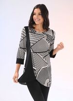 Lang shirt met decoratieve knopen rechtsvoor 