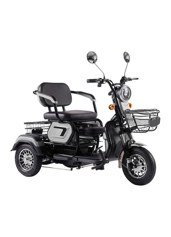 Driewielig elektrisch voertuig in de stijl van een compacte scooter ZILVER