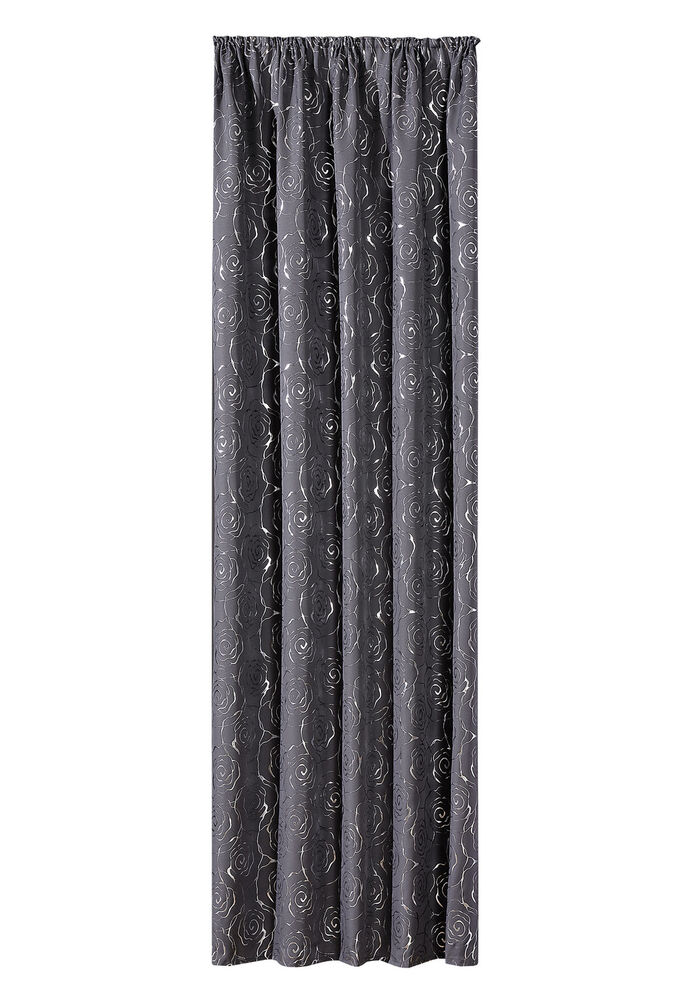 Gordijn met een mooi rozendessin GRIJS-ZILVER