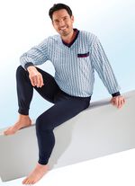 Pyjama, met V-hals en ribboorden 