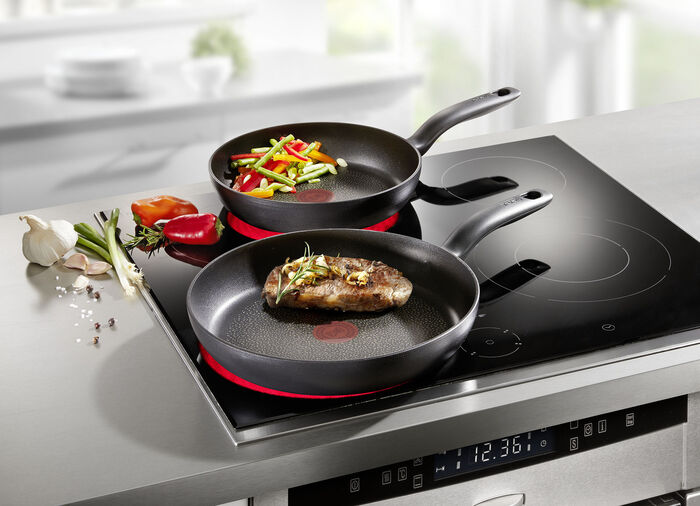 2-delige pannenset met geïntegreerde temperatuurindicator 