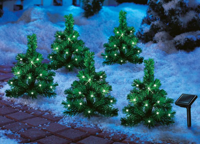 Dennenbomen-set op zonne-energie, 5-delig 