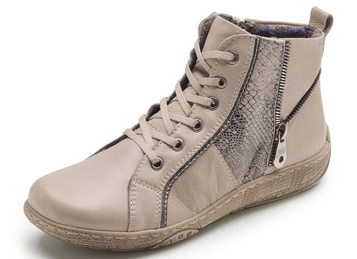 Andrea Conti veterlaarsje met reptiel-reliëf inzetstuk en decoratieve ritssluiting TAUPE