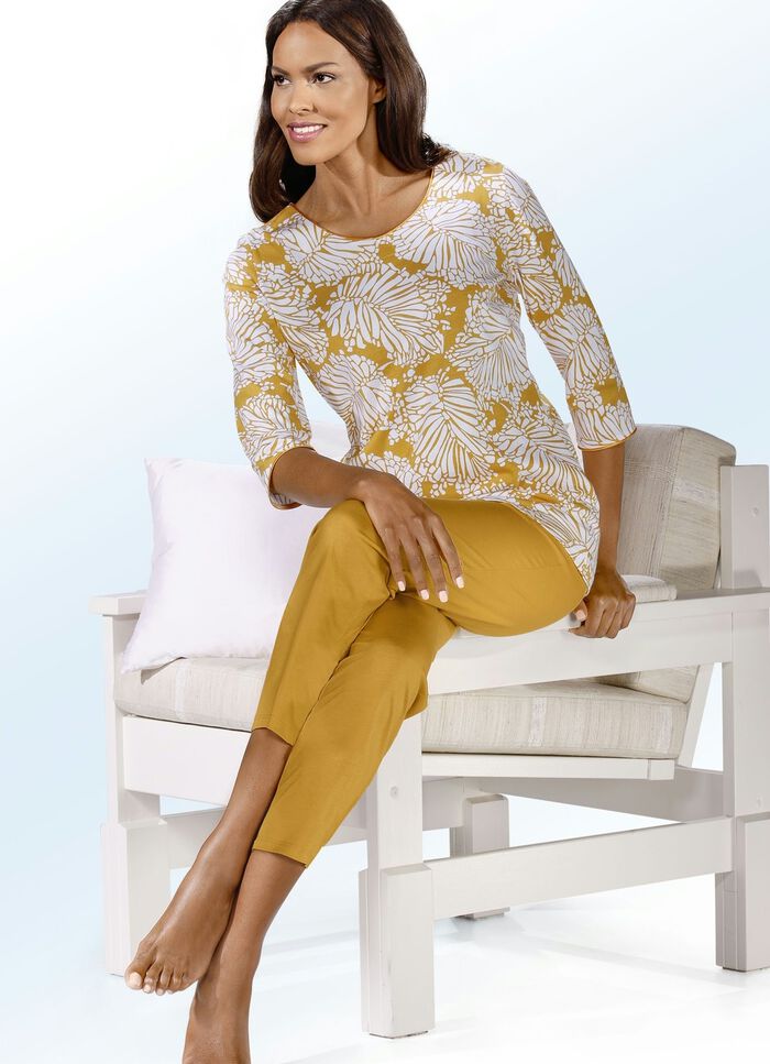 Pyjama met ronde hals en 3/4-mouwen 