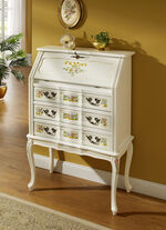Deels massieve meubelserie met artistieke houten decoraties WIT