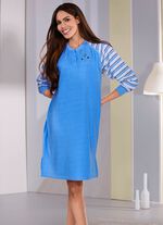 Nachtjapon van badstof-stretch, lange mouwen met knoopsluiting 