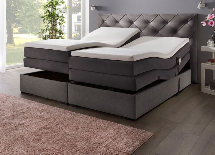 Modern boxspringbed met motor &ndash; elektrisch verstelbaar via afstandsbediening ESPRESSO