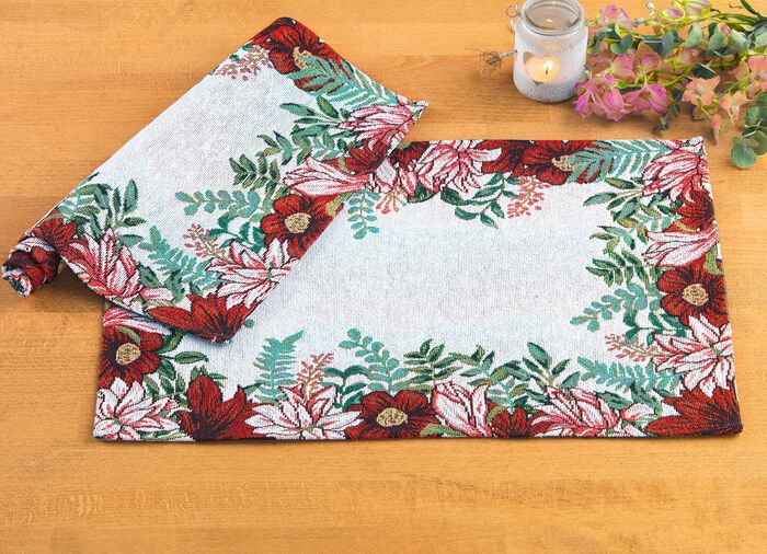 Placemat met bloemenmotief, 2-delige set 