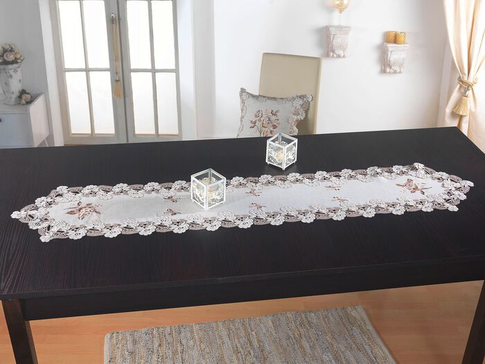 Tafel- en kamerdecoratie met kanten rand BEIGE