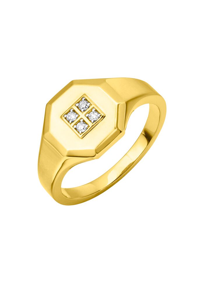 Prachtige herenring met 4 diamanten 