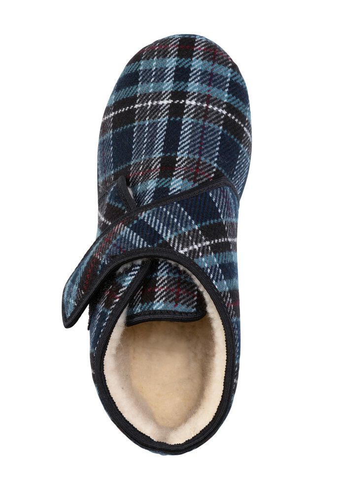 Enkellaarsjes van geruit textielmateriaal BLAUW