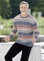 Aantrekkelijke trui met ronde hals MARINE-ORANGE-BEIGE MELIERT