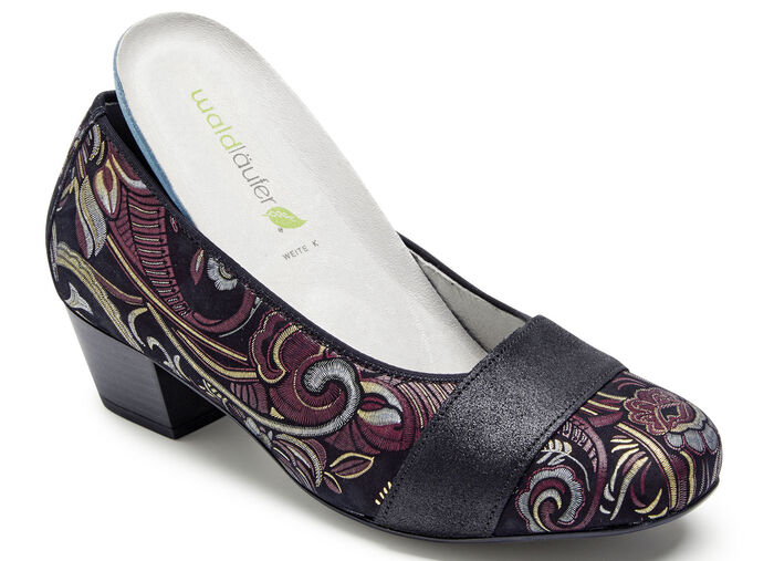 Waldl&auml;ufer, comfortabele damespumps, breedte K, met uitneembaar voetbed ZWART KLEURRIJK