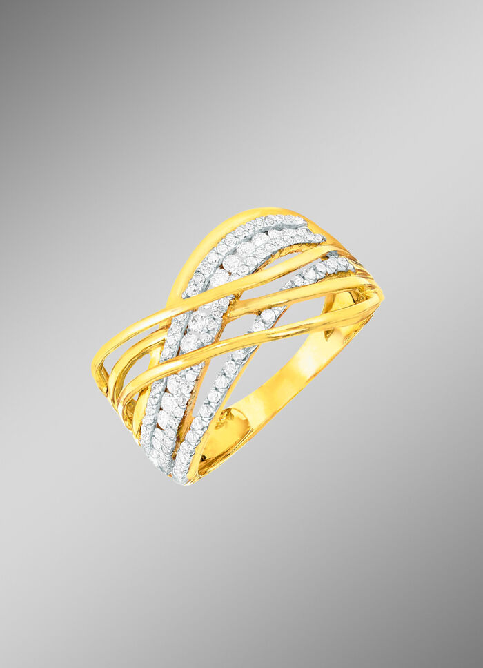 Extravagante damesring met echte briljanten en diamanten 