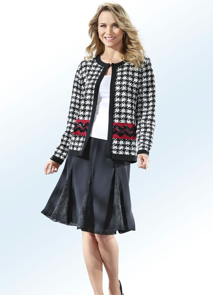 Pandenrok met edele kanten inzetstukken in 3 kleuren ZWART