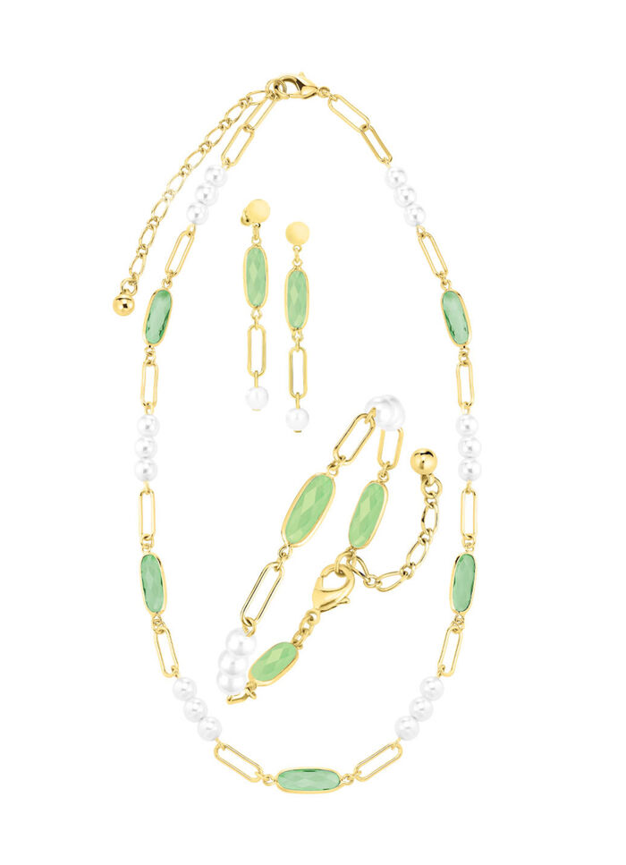 Sieradenset, 3-delig, van messing met kristalstenen 