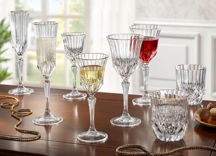 Glazen, set van 2, met gouden rand TRANSPARANT-GOUD