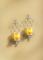 Wandkaarsenhouder met LED-kaarsen 