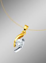 Klassieke solitaire hanger in bicolor met diamant 