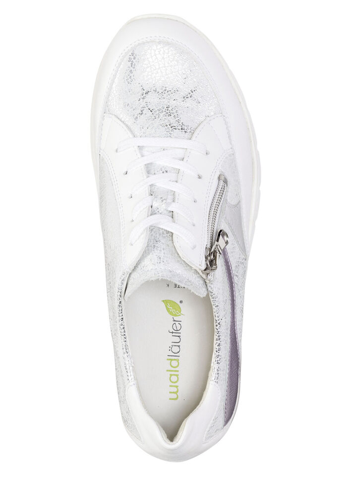 Waldläufer vetersneakers met metallic reliëf WIT-IJSGRIJS-LILA