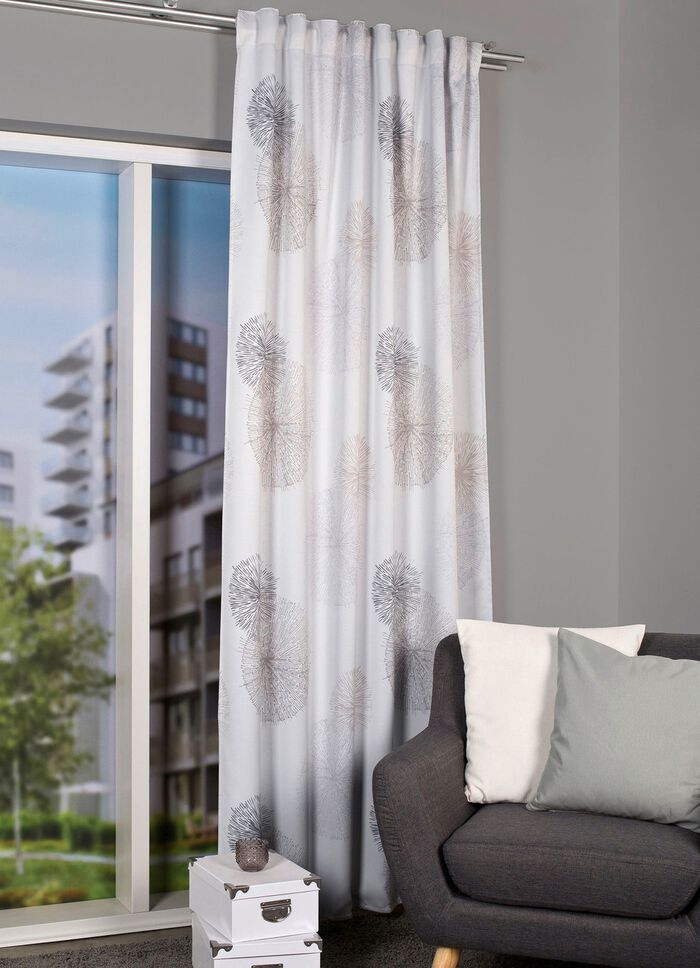 Verduisteringsgordijn met digitale print GRIJS-STEEN