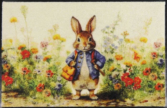 Deurmat met konijnenmotief 