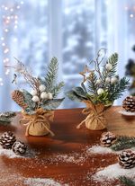 Dennentakken in een jute zak, set van 2 