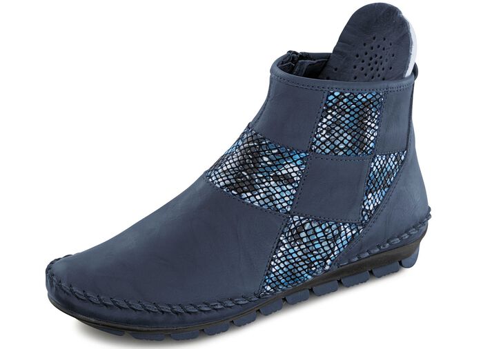 Gemini mocassin enkellaarsjes met een moderne gekreukelde structuur BLAUW