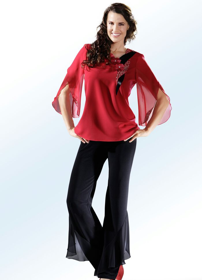 Broek met opvallende volants ZWART