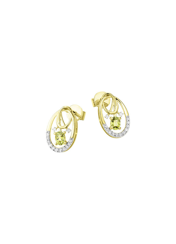 Oorbellen met diamanten en peridoot 