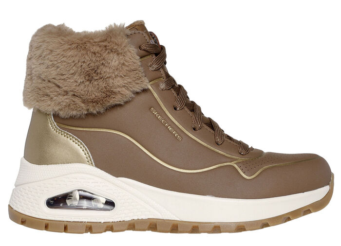 SKECHERS, gevoerde dameslaarzen, winterschoenen, met zachte pluche kraag BRUIN