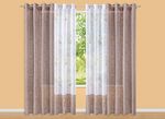 All-over geborduurd gordijn met gekleurde basis TAUPE