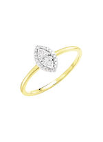 Damesring met 3 briljant geslepen diamanten en 20 diamanten 