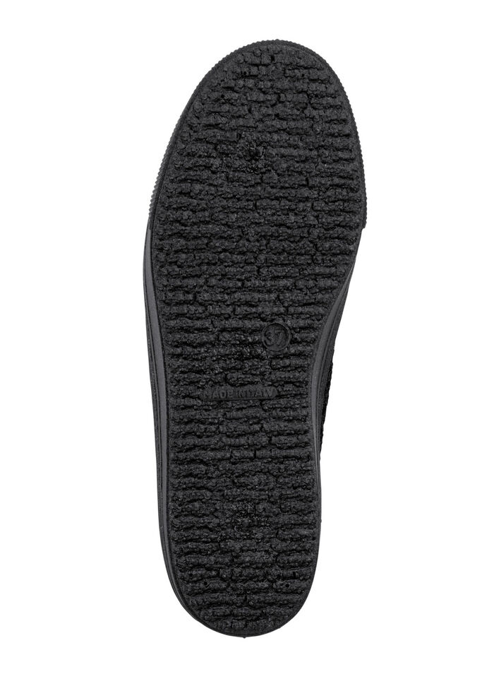 Veterschoen met bloemborduursel in kantlook SCHWARZ
