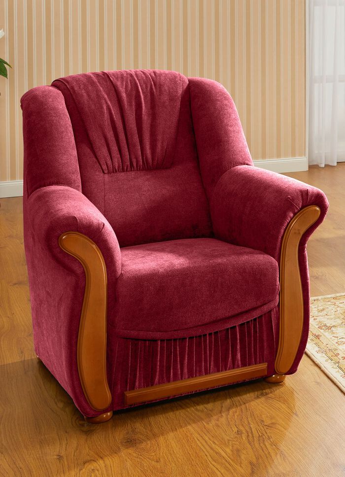 Gestoffeerd meubel met een comfortabele, hoogpolige stoffen bekleding 