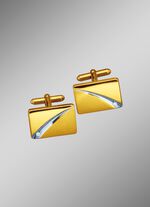 Manchetknopen met groef met witgouden inzetstuk 