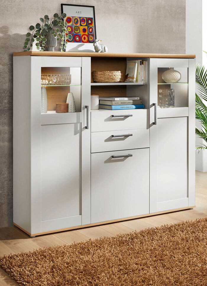 Vitrine, 1 deur, LED-verlichting. WITTE EIK