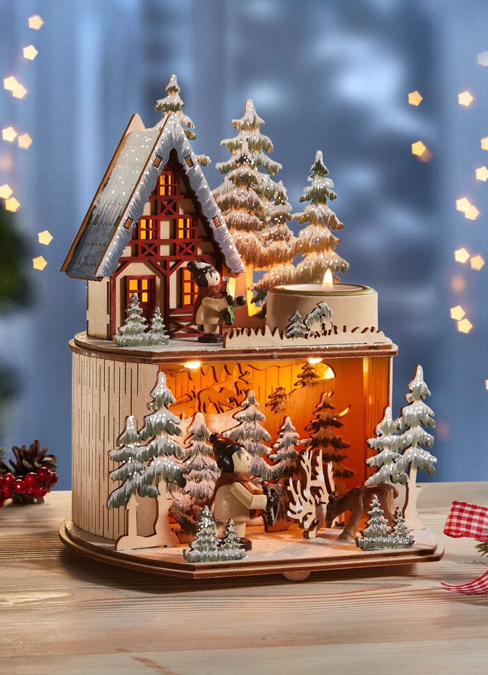 Verlicht winterbostafereel met timerfunctie 