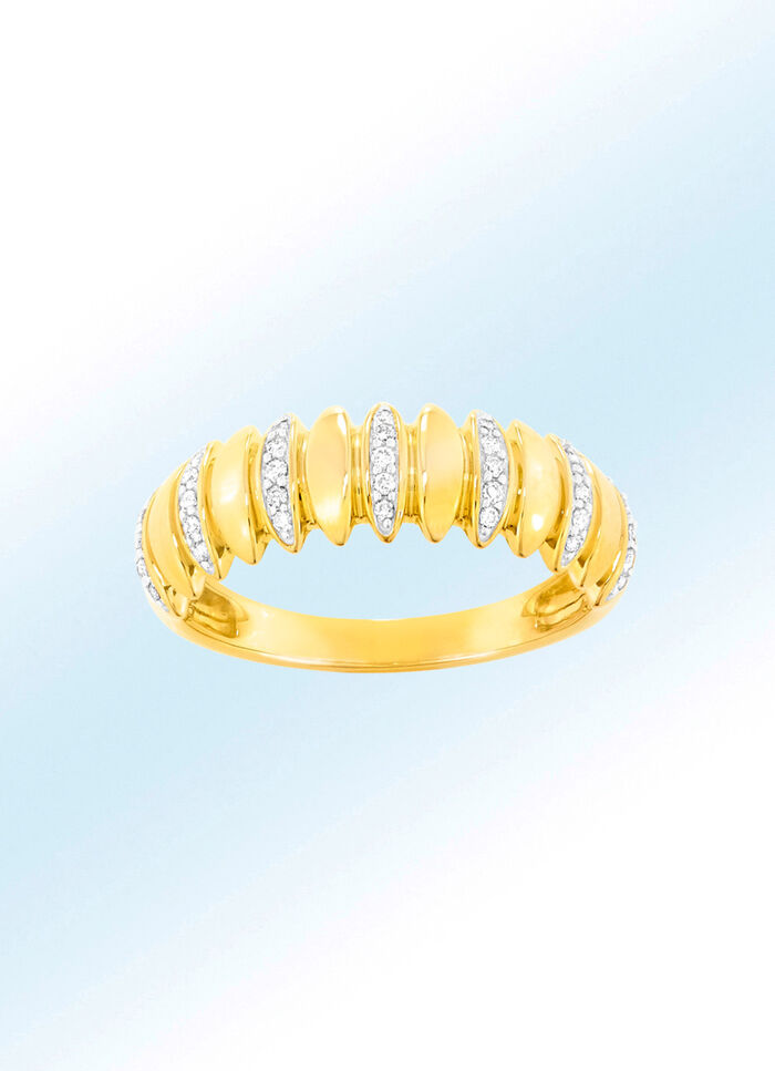 Intrigerend vormgegeven damesring met 35 briljanten 