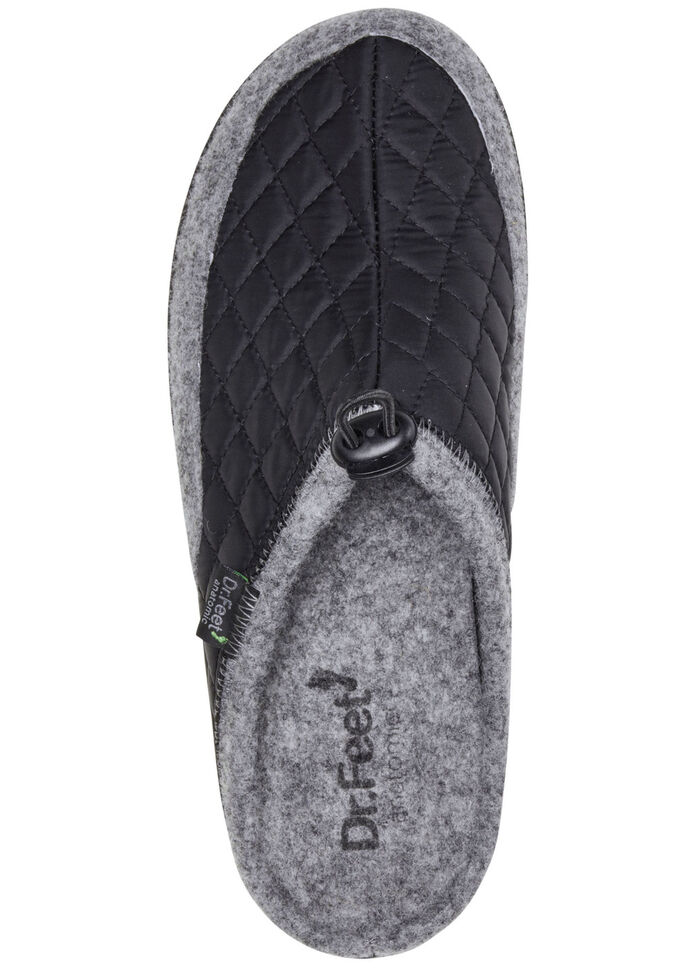 Pantoffels met elastisch trekkoord ZWART-GRIJS