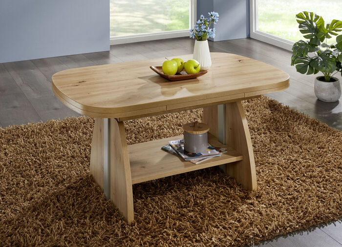 In hoogte verstelbare en uitschuifbare salontafel met liftmechanisme ARTISAN EICHE