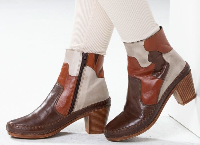 Gemini, modieuze dames enkellaarsjes, winterschoenen, breedte G, met rits BRUIN-KIEZEL