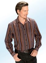 Gestreept overhemd in 3 kleuren BRUIN-ROESTZWART