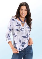 Shirt met allover patroon en V-hals in 3 kleuren 