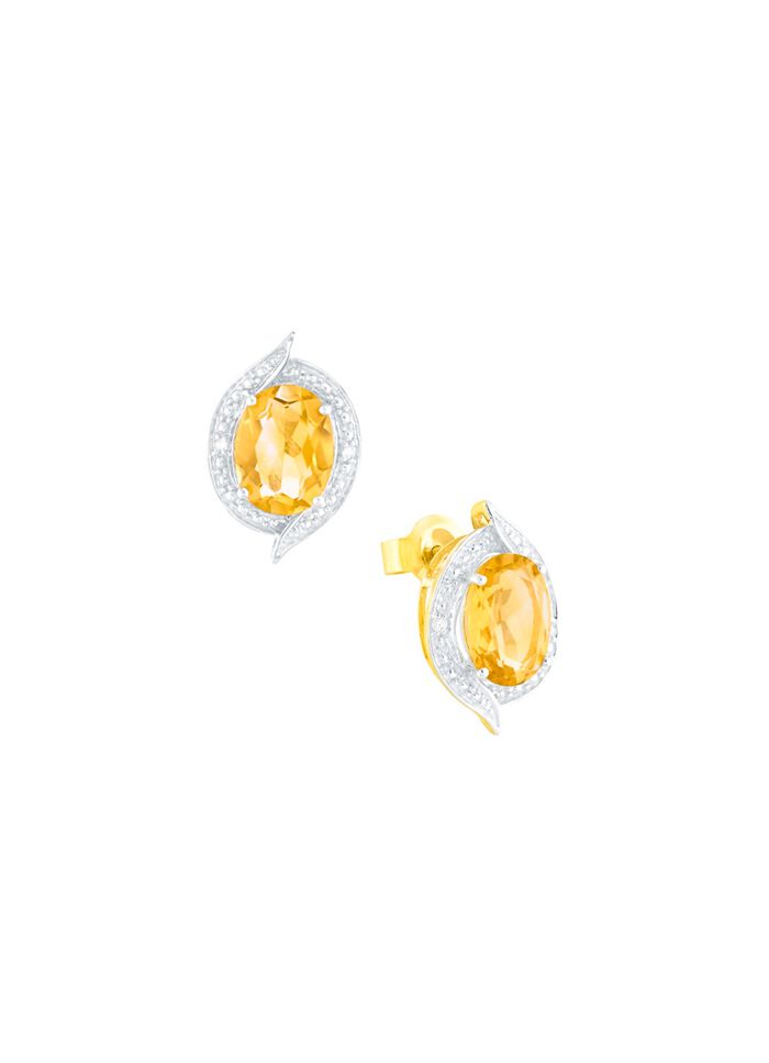 Wondermooie oorbellen met echte citrien en diamanten 