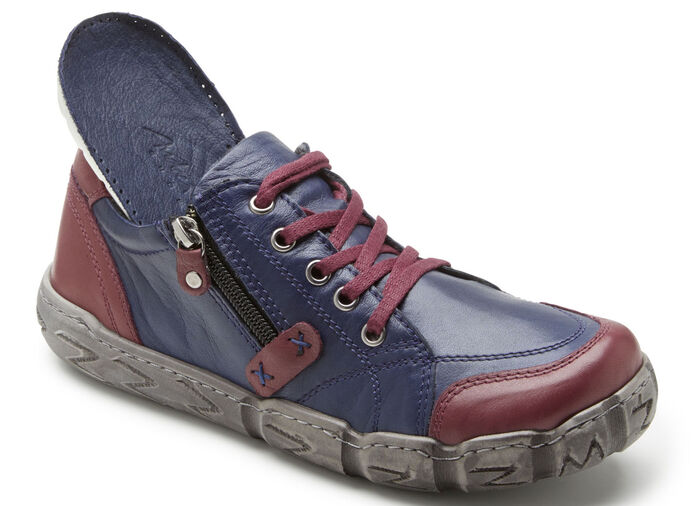 Andrea Conti veterschoenen gemaakt van zacht nappaleer MARINE-BURGUNDY