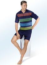 Shorty met knopenlijst en gestreept ontwerp in vrolijke kleuren 