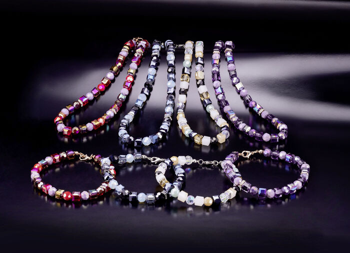 Kristallen sieradenset 2 stuks ROOD-LAVENDEL