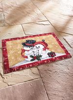 Deurmat met sneeuwpopmotief ROOD-BEIGE