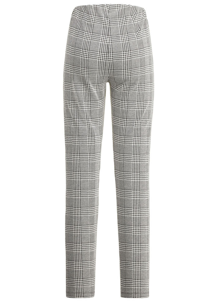 Broek met glencheck-design ZWART-ECRU
